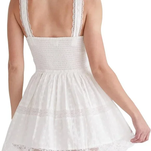 Women's Lace Corset Mini Dress Polyester Cotton Slim Fit Above Knee - Picture 3 of 4